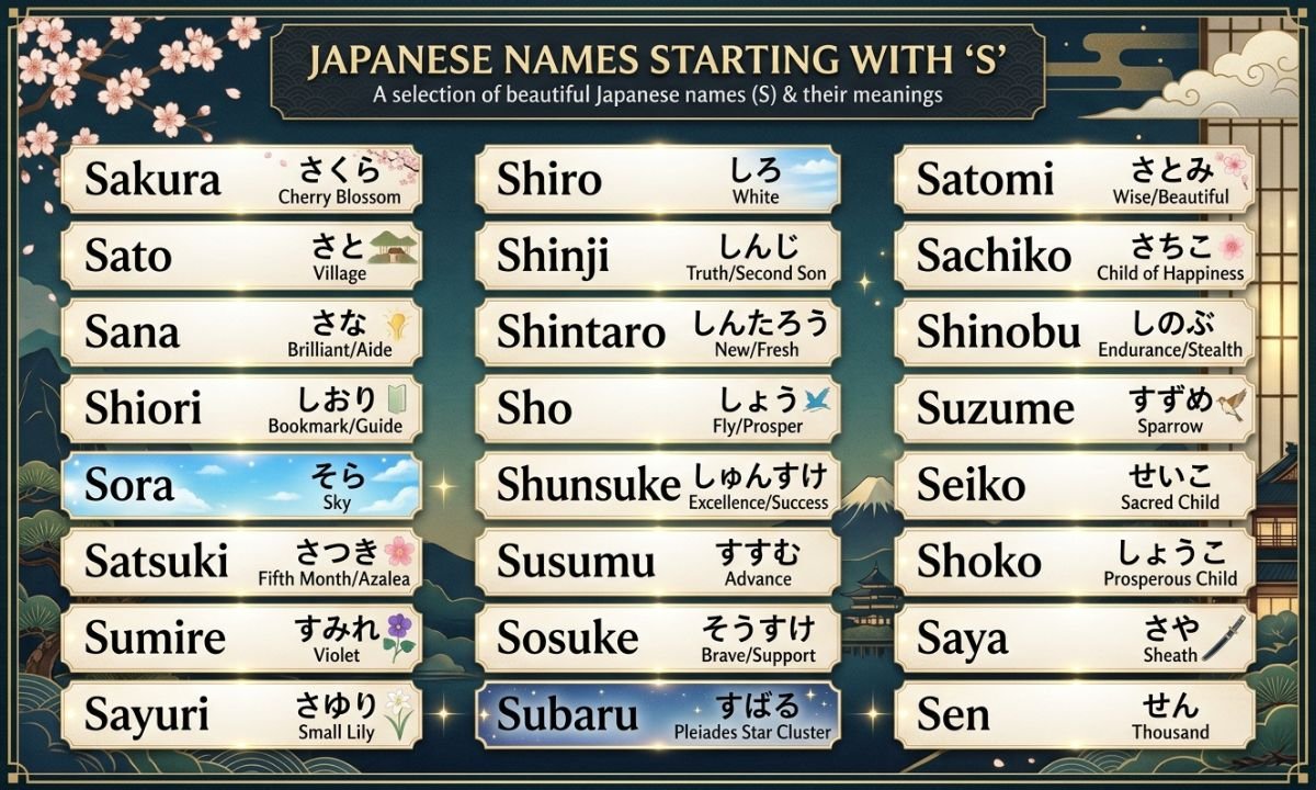 Japanese Names Starting With S